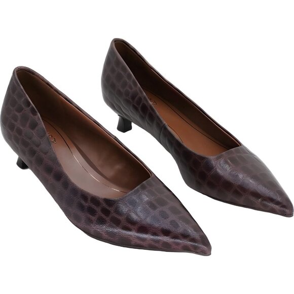 Naturalizer Natalia Croco-Embossed Kitten Heel Pointed Toe Pumps Women's US 7M - Picture 4 of 6